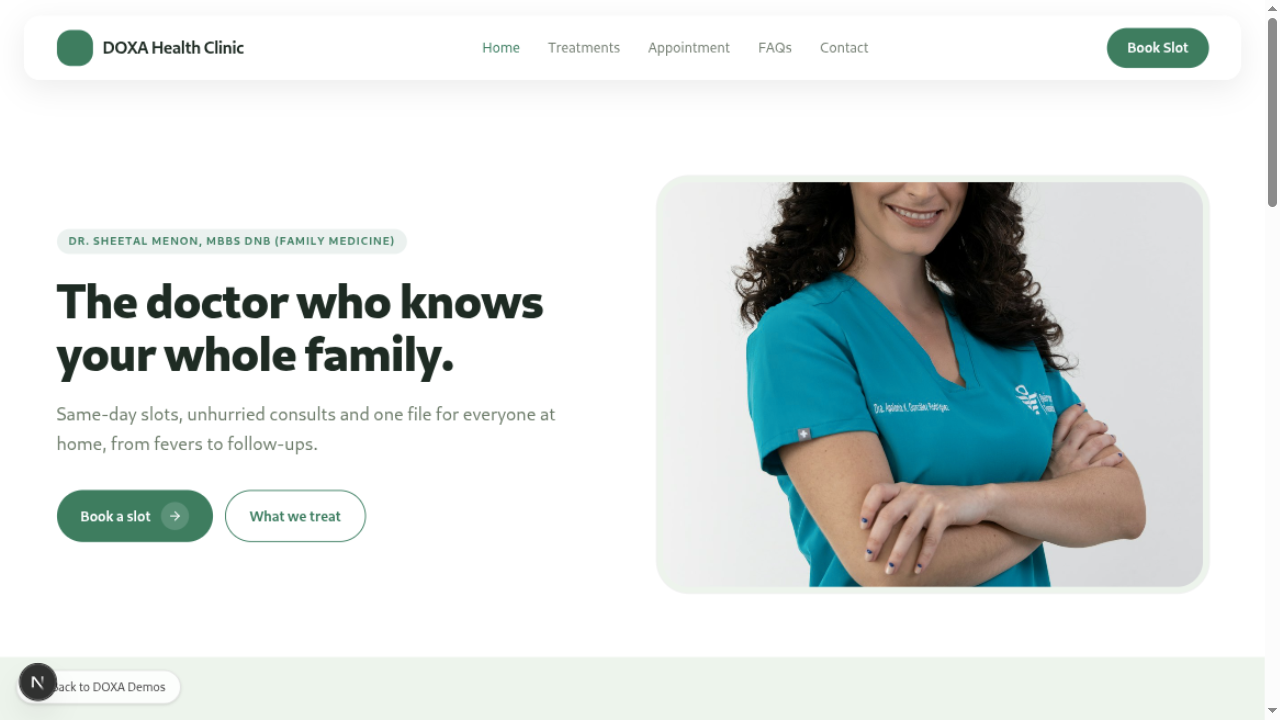 DOXA Health Clinic demo preview