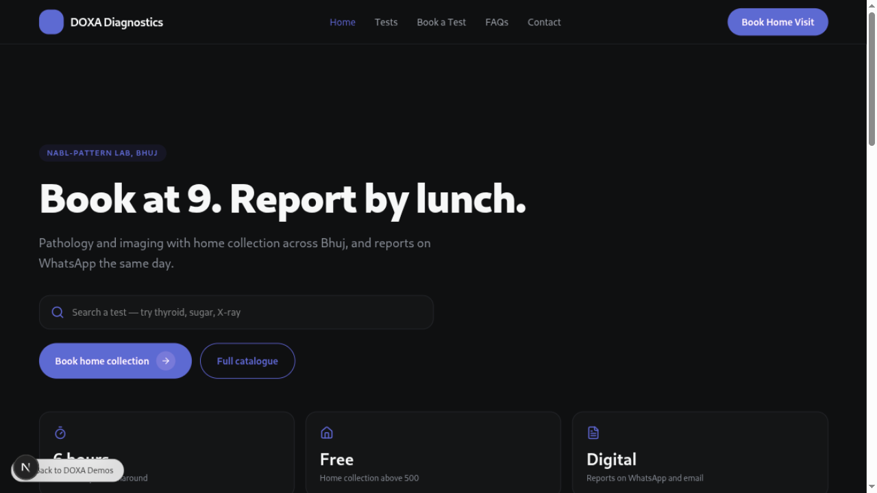 DOXA Diagnostics demo preview